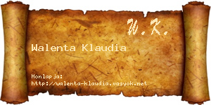 Walenta Klaudia névjegykártya